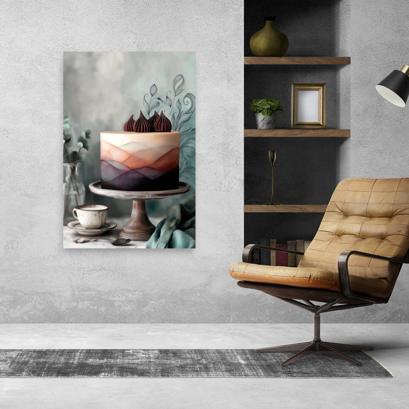 Aquarelle, gâteau de montagne, paysage délicat, paysage rêveur, art mural, H 48 po x l 32 po