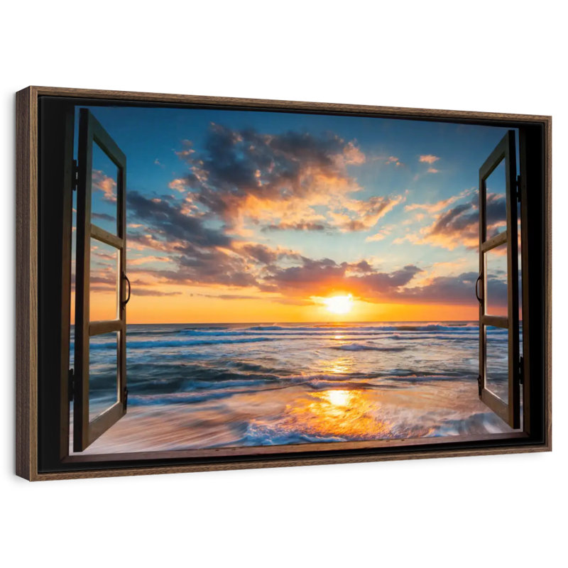 Fenêtre sur le Marcum du Pacifique, 13 po x 9 po, Cadre flottant noyer
