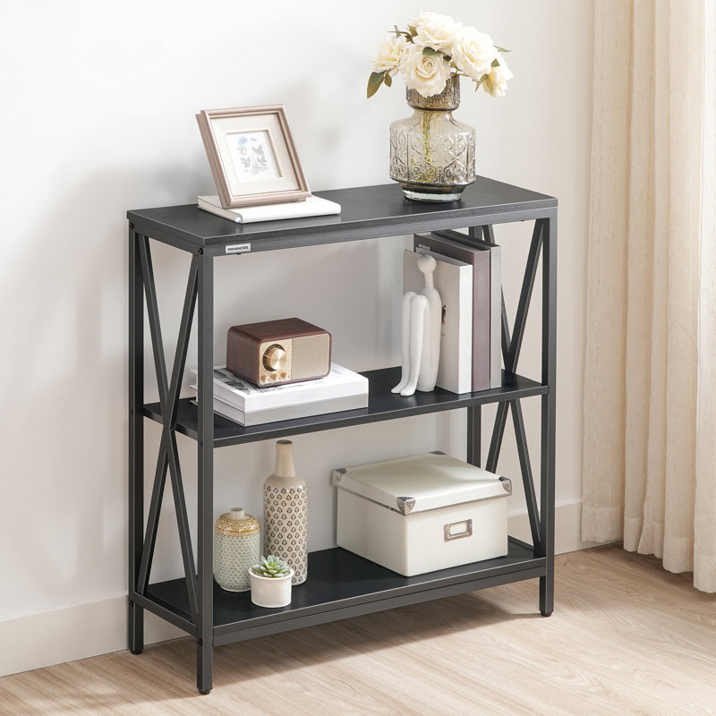  Maiocco 3-Tier Narrow Console Table with Storage, Matte Black, 31.7" H x 31.5" W x 9.4" D