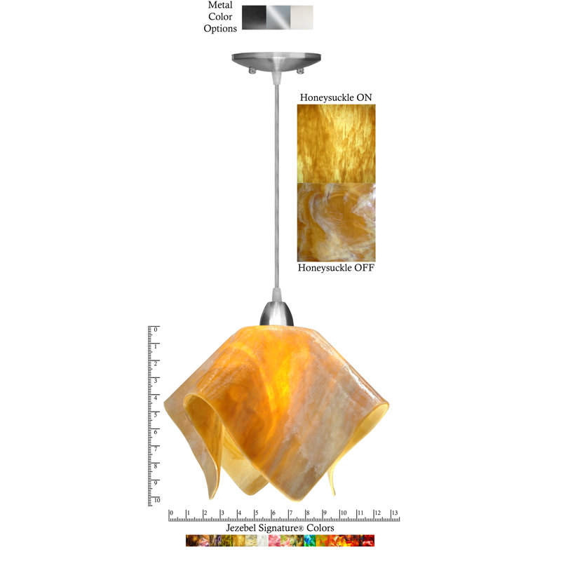 Amergin Flame Handcrafted Glass 1-Light Pendant, Large, Nickel, Honey