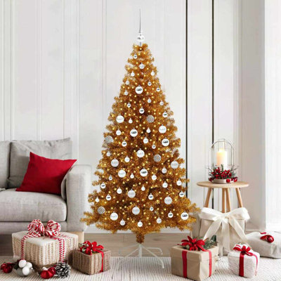 vidaXL Christmas Tree with 300 LEDs with Stand Gold PET