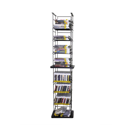 CD Tower Media Rack DVD Organizer Video Game Blu Ray Storage Holds 176 Single CDs 18 by Rebrilliant