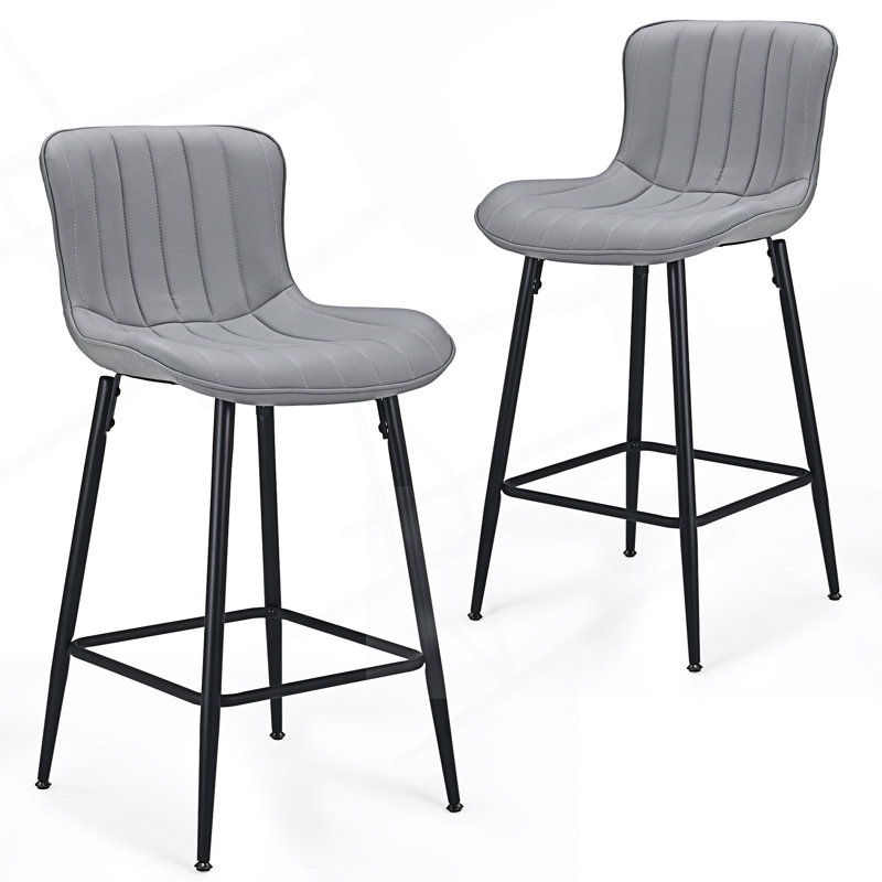 Set Of 2 Counter Stools, Counter Height Bar Stools, Gray