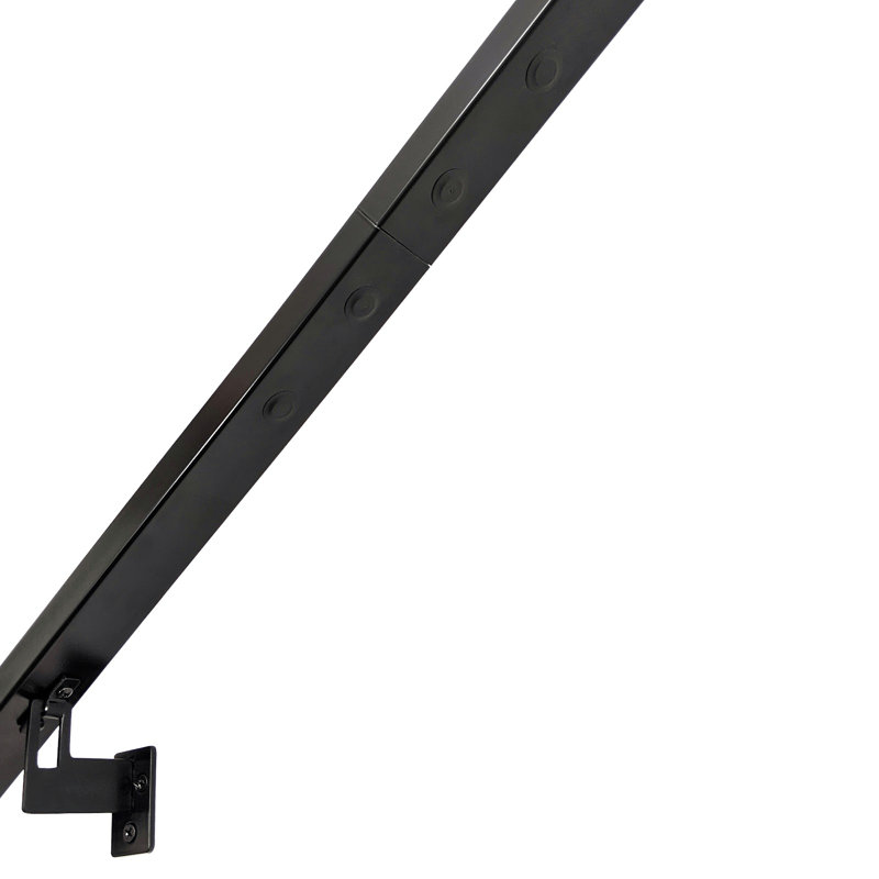 Modern Black Aluminum Handrail Kit with Adjustable Steel Brackets, 12' W