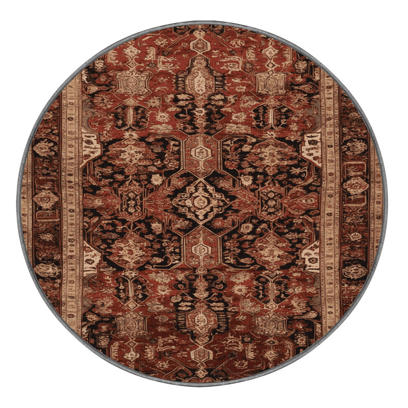 Tapis brun lavable à la machine, Rond 3 pi