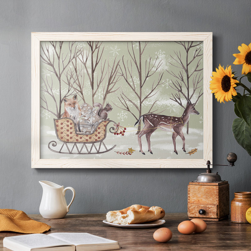 «Christmas Time I», peinture sur toile encadrée, H 28 po x l 42 po, Blanc