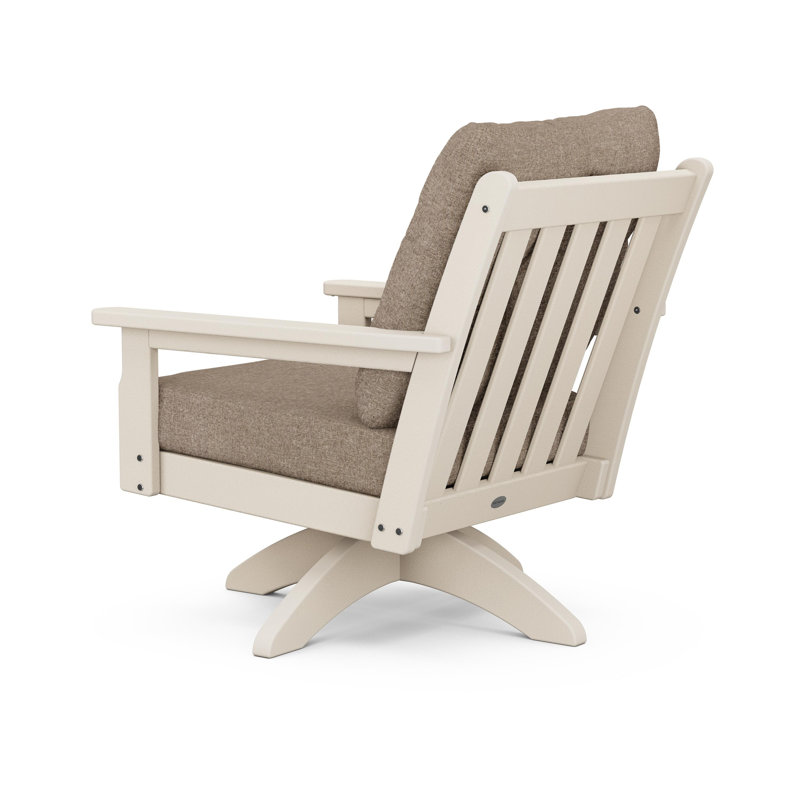 Lakeside Vineyard Deep Seating Swivel Chair, Spiced Burlap, Sand