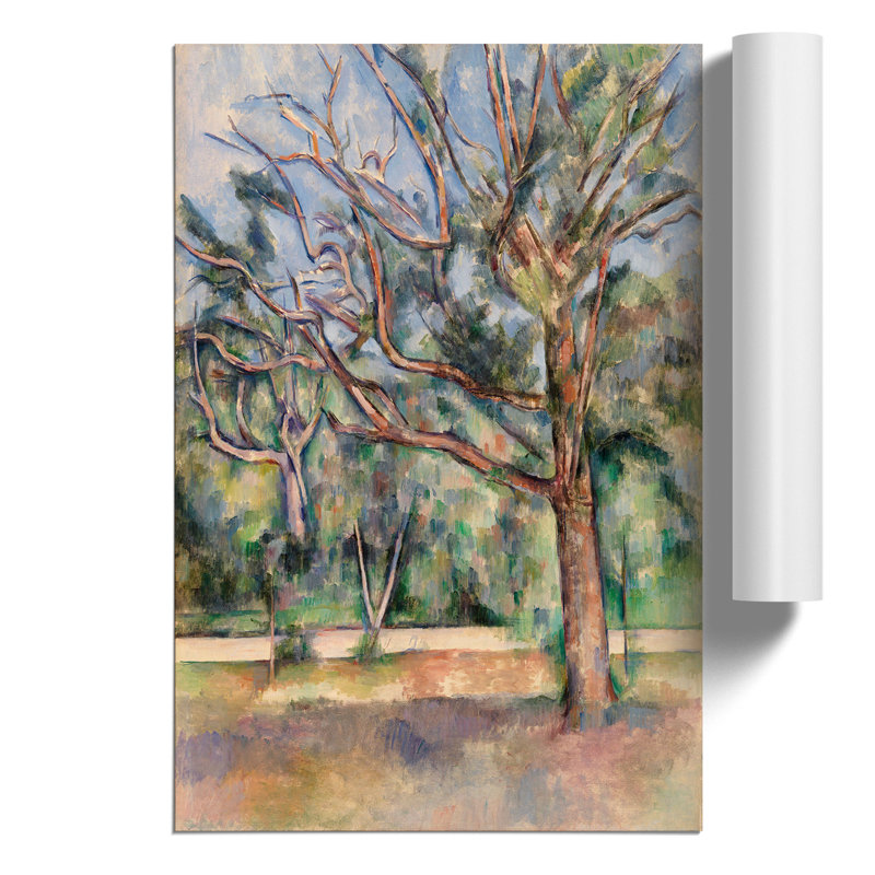 Trees and Road by Paul Cezanne - Unframed Painting, 84cm H x 59cm W x 0.1cm D