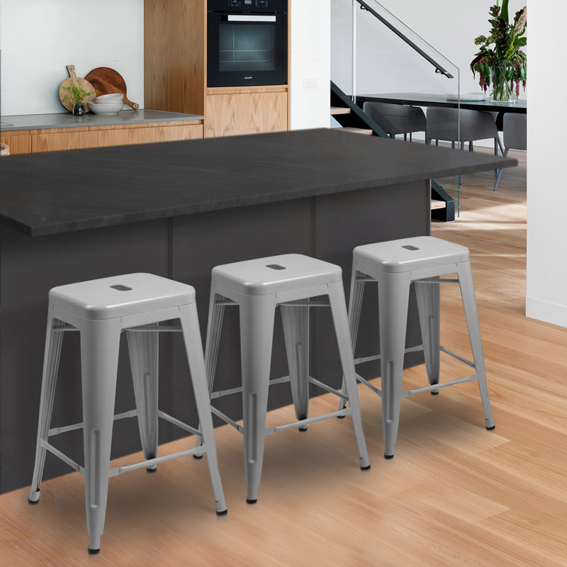 Kery metal bar stools, Gris, Tabouret de comptoir (siège d'une hauteur de 24,5