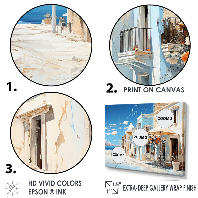 Azure Street en Grèce, Cadre flottant brun, H 12 po x l 20 po x P 1 po