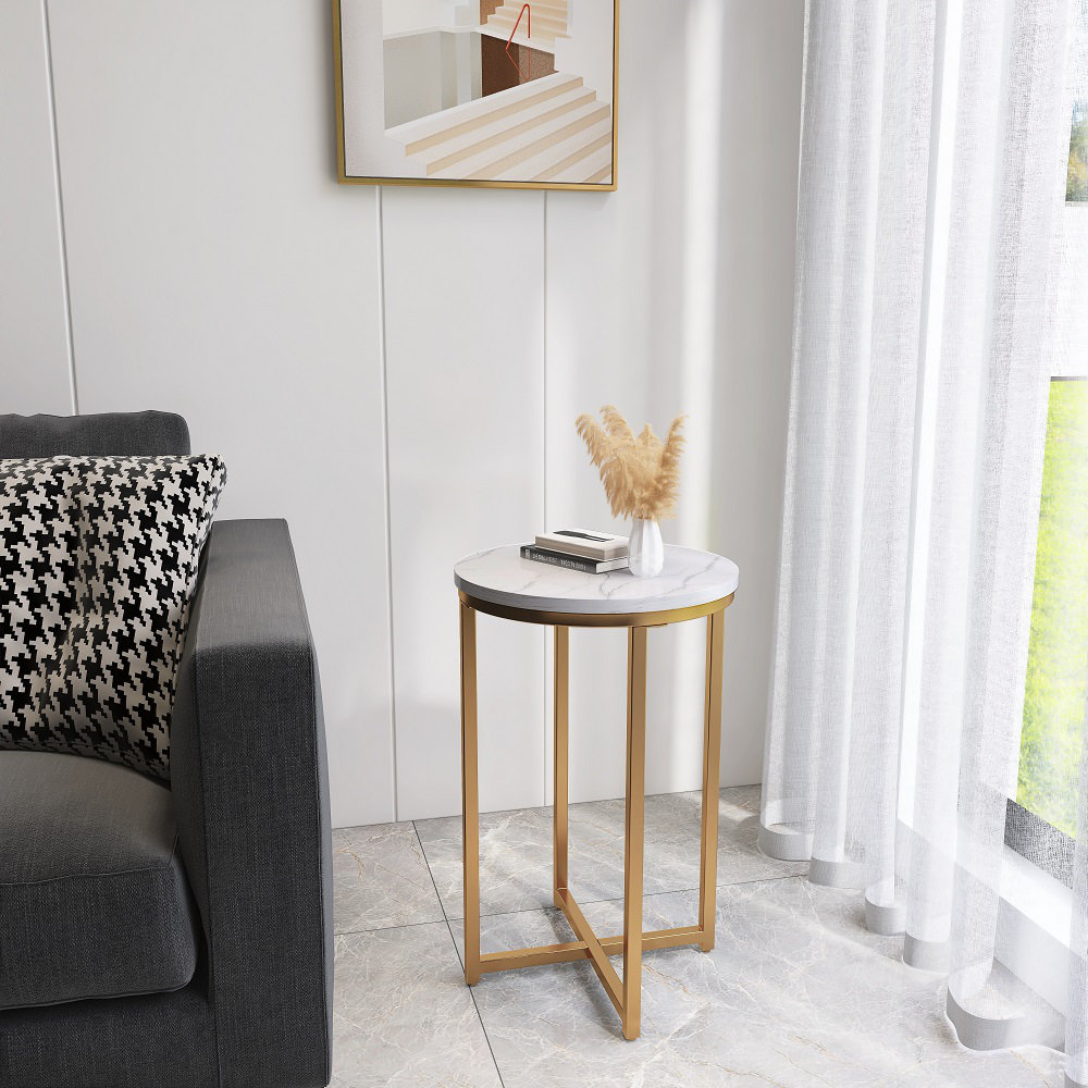 Mercer41 Modern Side Table Coffee Table with Powder Coated Metal Frame