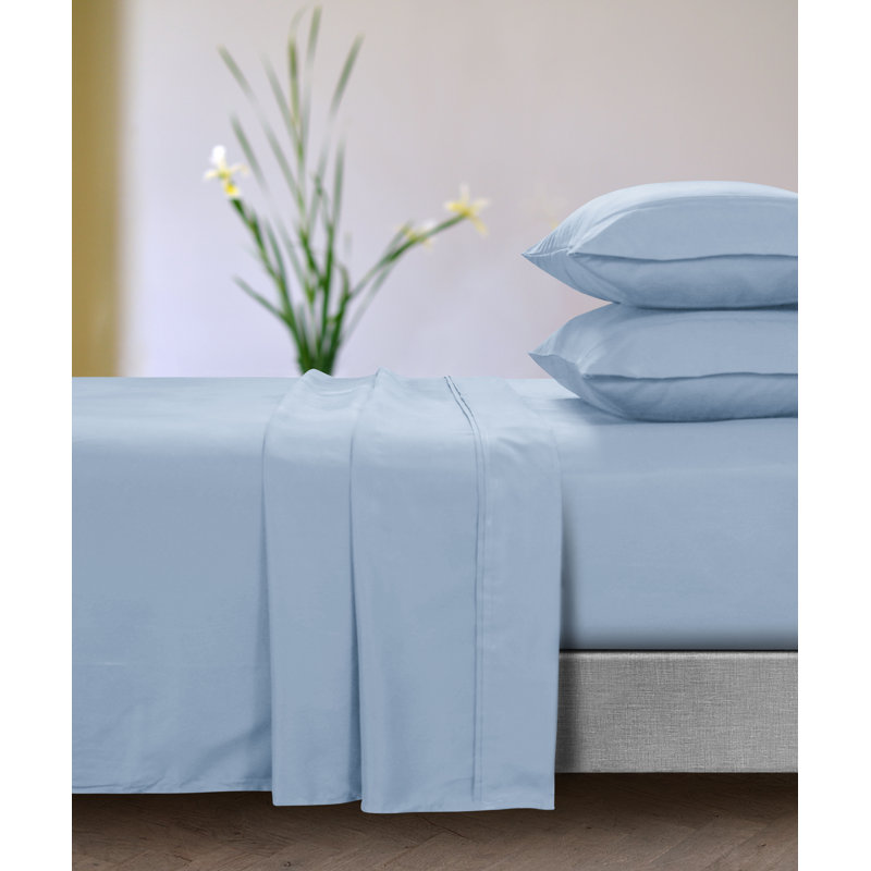Microfiber Sheet Set, Queen Sheet Set + Fitted Sheet + 2 Pillowcases, Oxford Blue