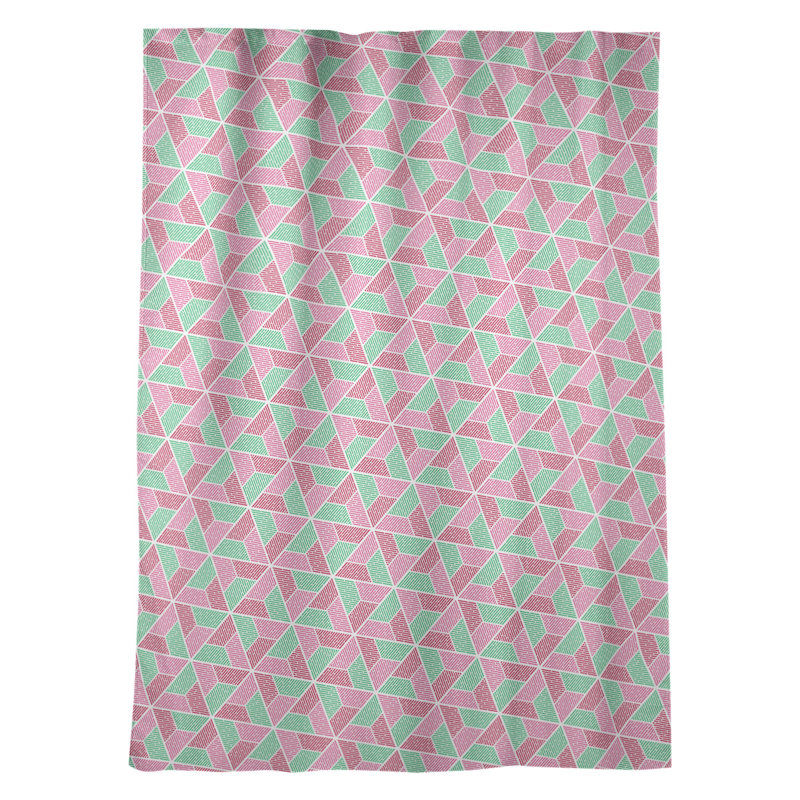 Panneau de rideau simple transparent avec passe-tringle trapézoïdals, Vert / Rose / Rouge