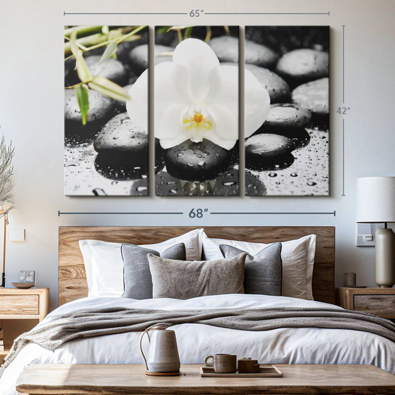 "Orchidée blanche" sur toile, H 42 po x l 65 po
