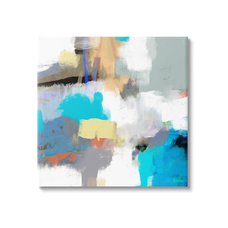 "Abstract Paint Strokes", "Vivid Blue" Scribbles par Lisa Ridgers, H 17 po x l 17 po x P 1,5 po