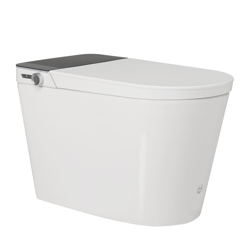 Toilette intelligente avec bidet, fonction d'ouverture et de fermeture automatique, siège chauffant, séchage à l'eau chaude, capteur de pied, modes de lavage de la fontaine, température réglable, mémoire de bouton du côté de la sécheuse, céramique automatique de haute qualité