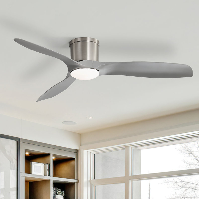 52'' 3-Blade Modern Celling Fan With Led Light and Remote Control, Sand Nickel