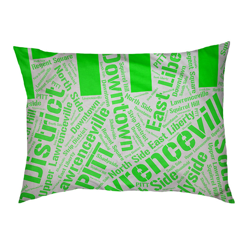 Coussin de chien « districts », Moyen (H 9,5 po x l 28 po x P 18 po), Vert, Pittsburgh