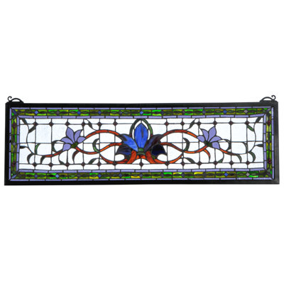 33"W X 10"H Fairytale Transom Stained Glass Window