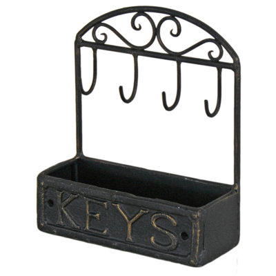 Metal Wall Organizer with Key Hooks