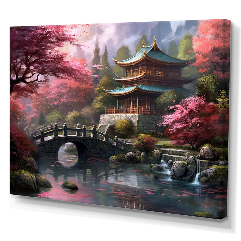 Japon, terre du Samouraï V sur toile, Toile tendue, H 24 po x l 32 po x P 1 po