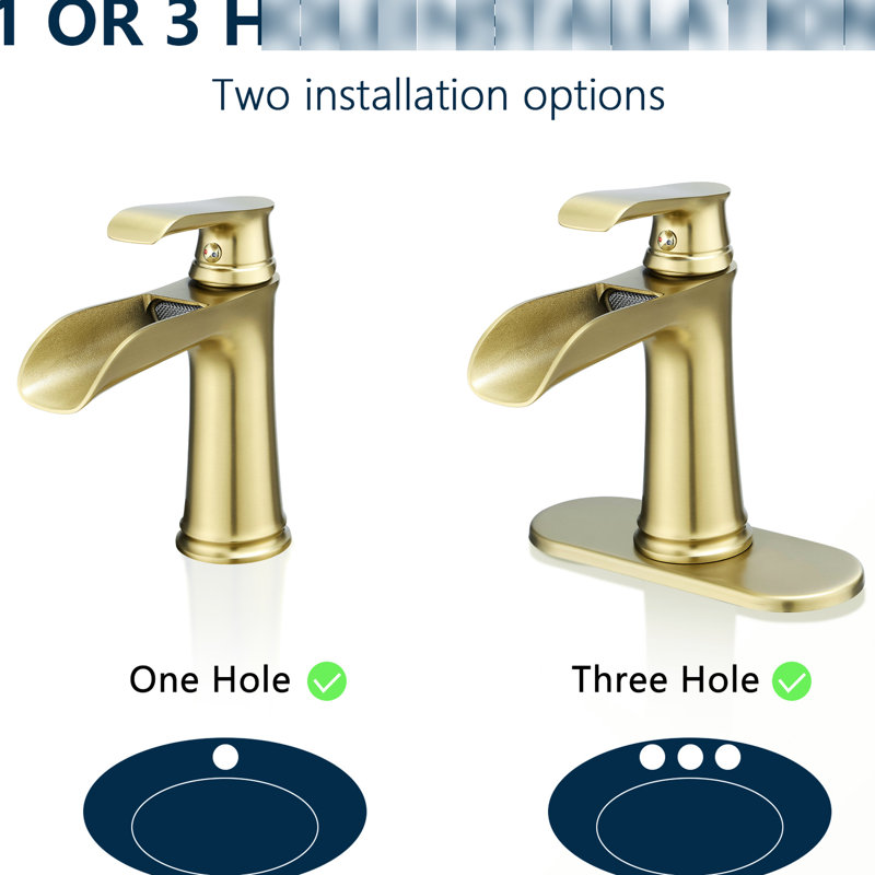 Contemporary Bathroom Faucet, Waterfall, Deck Mounted, Brushed Gold, Side Sink Deck-Mounted,, Brushed Gold