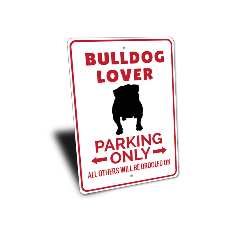 Enseigne en aluminium Bulldog Lover, H 14 po x l 10 po x P 0,04 po
