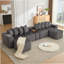 Boneless 137.5" U Shaped Sofa , USB & Wireless Charge, Coffee Table Board With A Cup Holder, Oversize Movable Modular Sofa,Movable Footstool,No Assembly,6 Seats,Corduroy,Orange-141387350