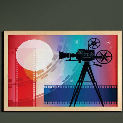 Ambesonne Cinema Wall Art With Frame, Colorful Projector Silhouette With Movie Reel Vintage Design Entertainment Theme, Printed Fabric Poster For Bath -  East Urban Home, DDA8678E3C5E40BBBD27DFAADD1330F7