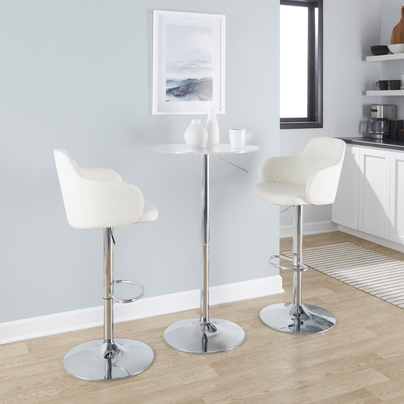 Coveney Adjustable Bar Table, Clear, Chrome