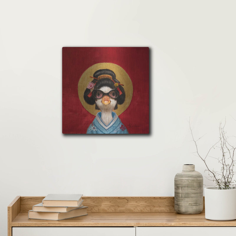 Art mural en métal Trinx «Geisha Duck» par Lucia Heffernan, H 12 po x l 12 po