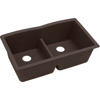 Quartz Luxe 33" L x 19" W Double Basin Undermount Kitchen Sink with Aqua Divide