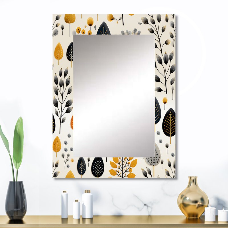 Viesville charme minimaliste motif floral en beige - miroir décoratif floral, 32 po x 24 po