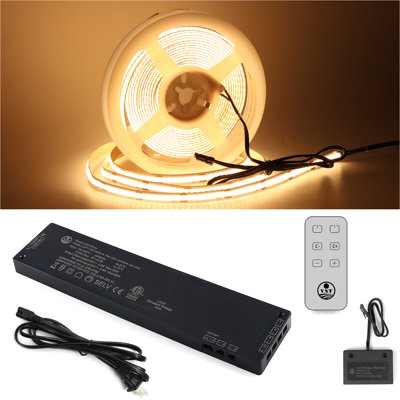 16.4ft COB 24V CCT 2700K-6500K CRI 93, LED Tape Lighting with 60W LED Driver and Remote Controller