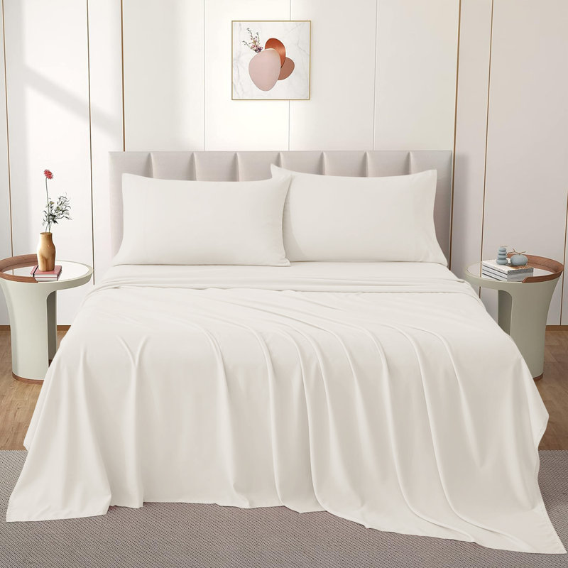 Nycolas 100% Cotton Flat Sheet, Kingsize (5'), Cream