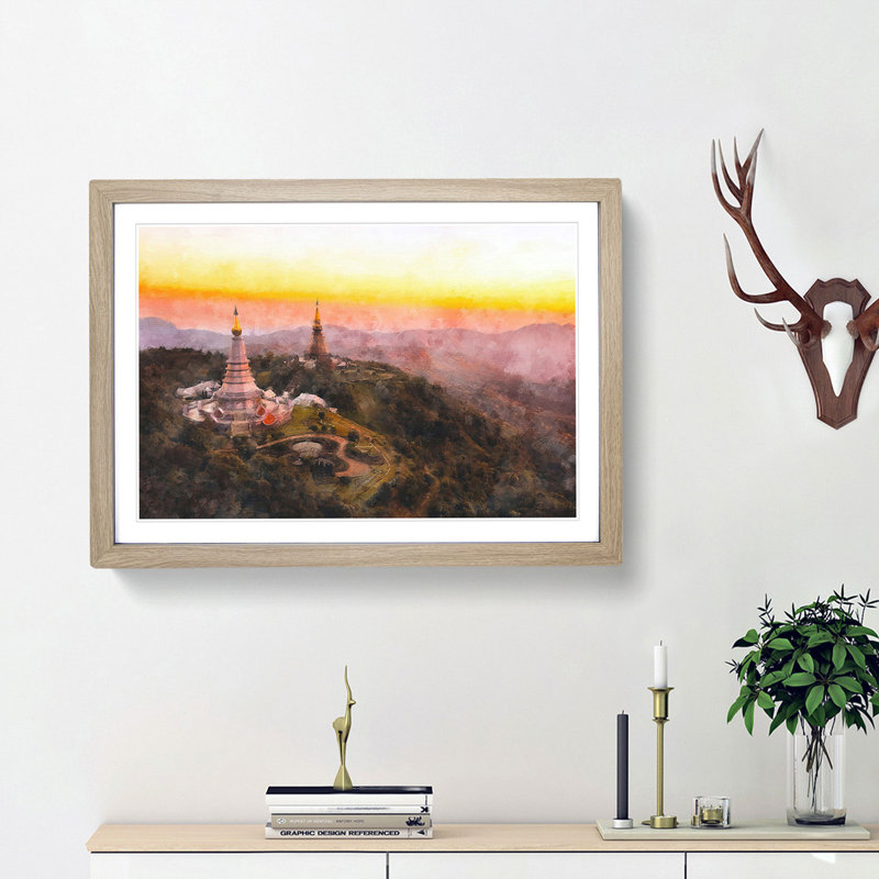 Doi Inthanon Ban Luang Thailand - Picture Frame Graphic Art Print, 24cm H x 33cm W x 2cm D, Oak Framed