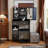 29 Inch Compact Vanity Desk with Sliding Mirror, Space-Saving Dressing Table and Stool Set-1070429883
