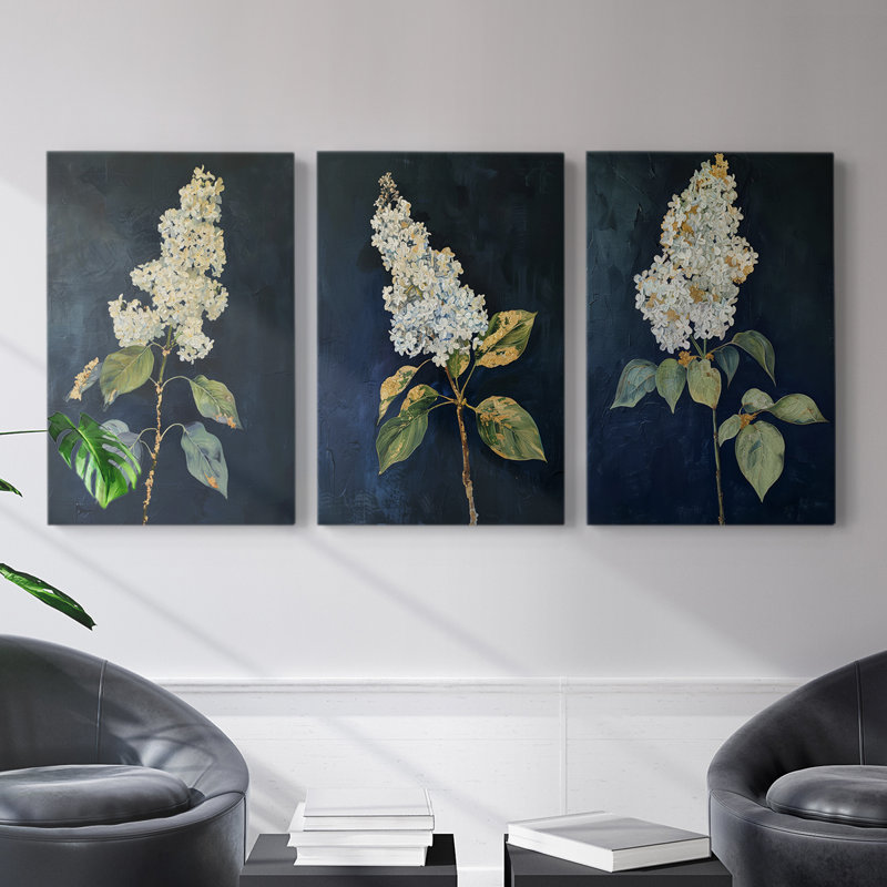 Floral Study Series LV - Ensemble de 3 toiles tendues avec châssis - Prêt à être accroché