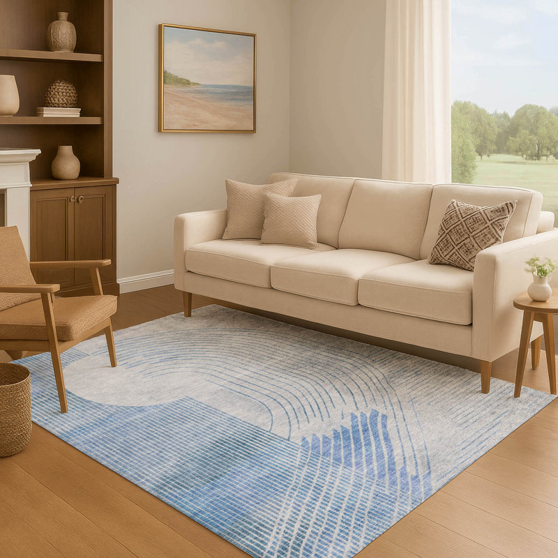 Premium Machine Washable Ariel Geometric Rug, Rectangle 5' x 7'6"