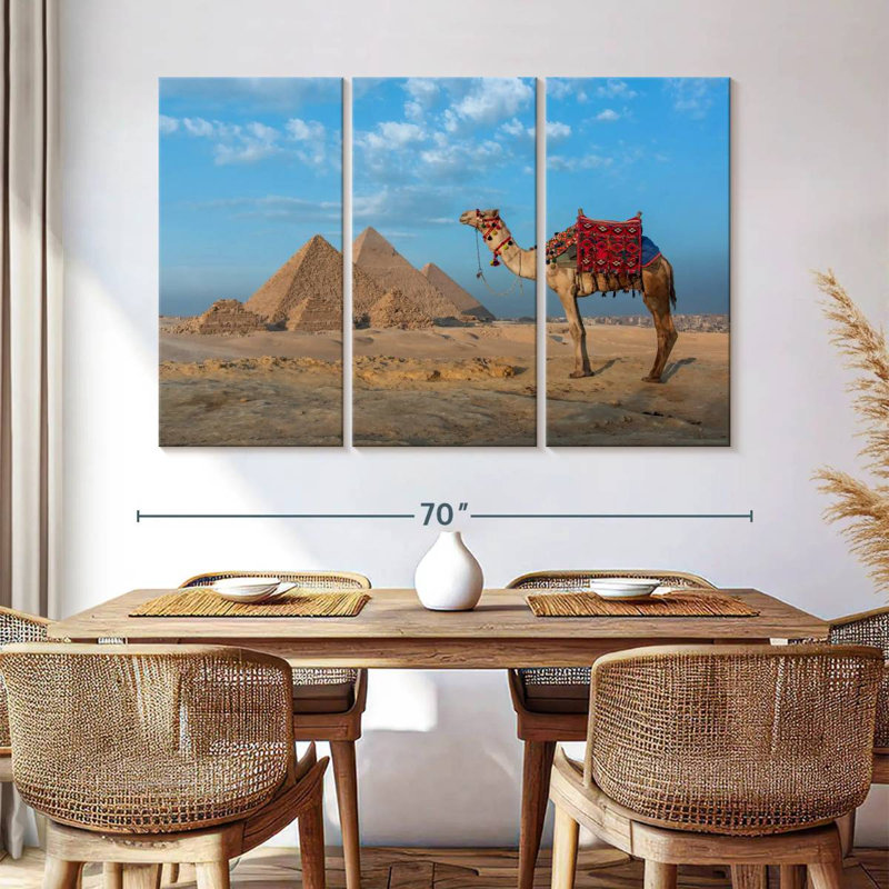 Camel And Egyptian Pyramids, 42" H x 65" W