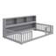Lit simple simple avec bibliothèque de chevet attachée, tablettes de rangement multiples et garde-corps-114355891