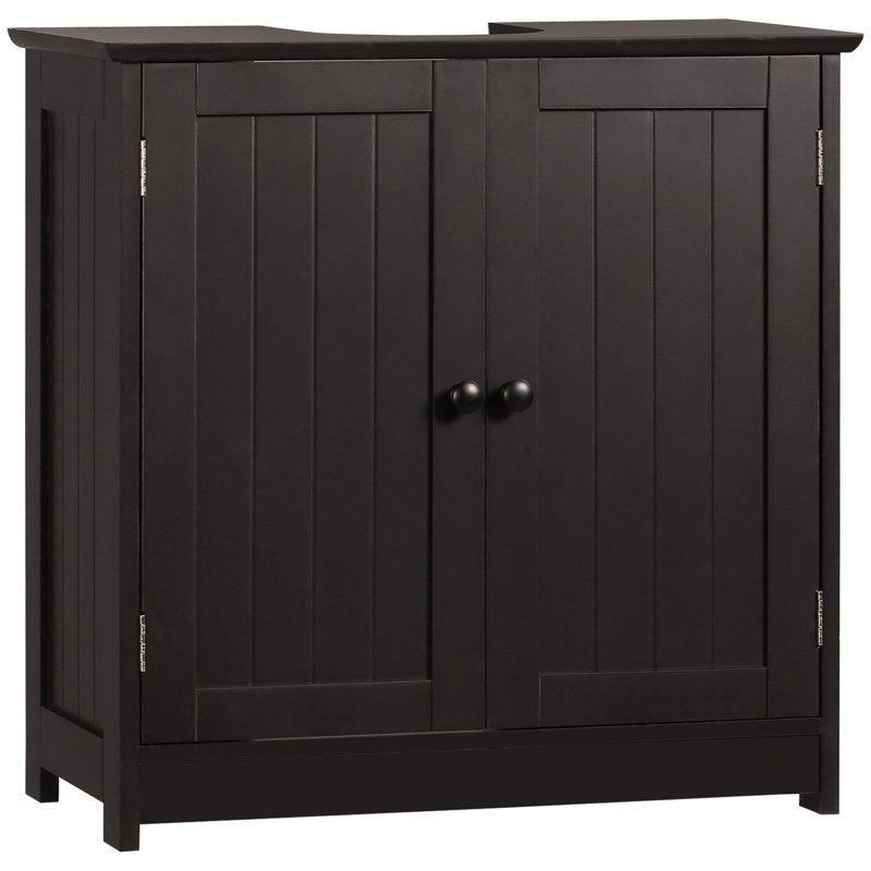 Armoire de salle de bain sous le lavabo avec 2 portes et tablette HOMcom, meuble-lavabo à piédestal