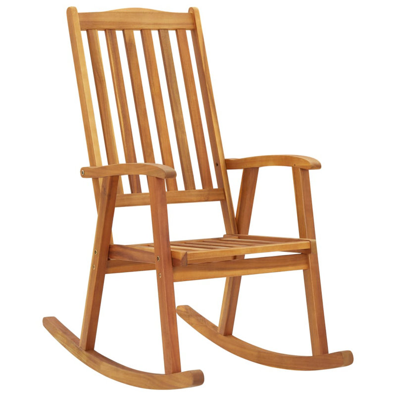 Chaise berçante pour l'extérieur en bois massif, Marron