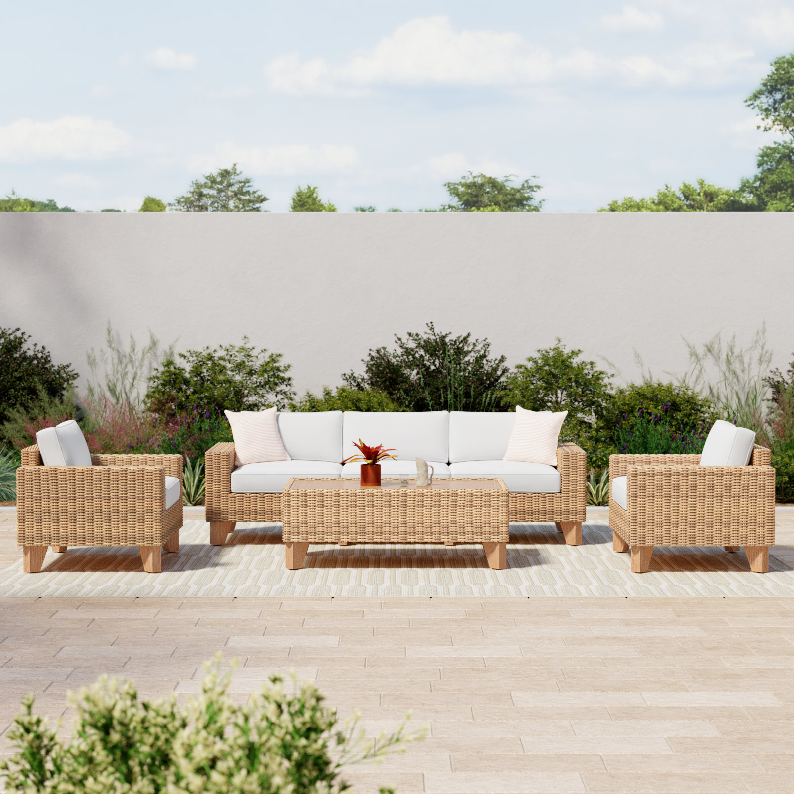 Swifton 3-Person Patio Seating Group, Brown
