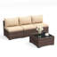 Ensemble de conversation en osier pour 3 personnes avec coussins et table basse-811869512