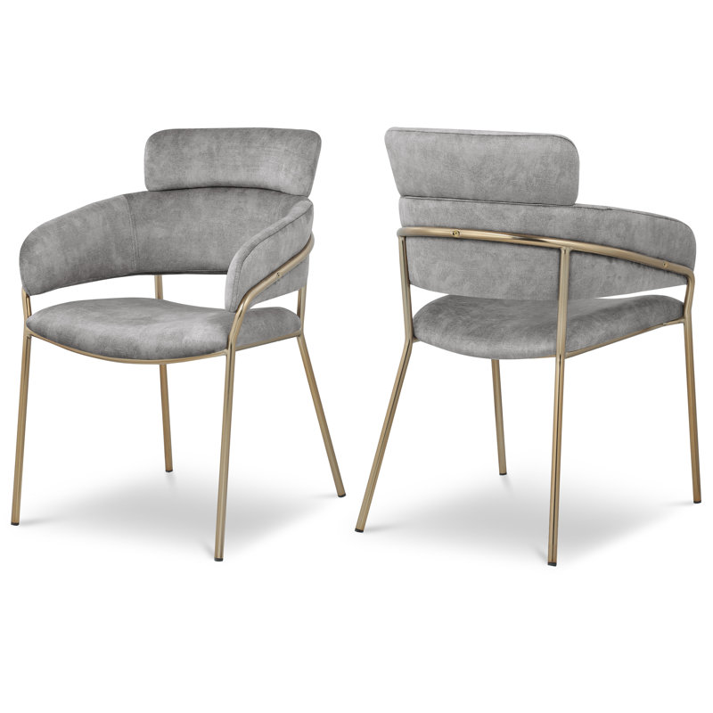 Chaise en velours Yara, Velours gris