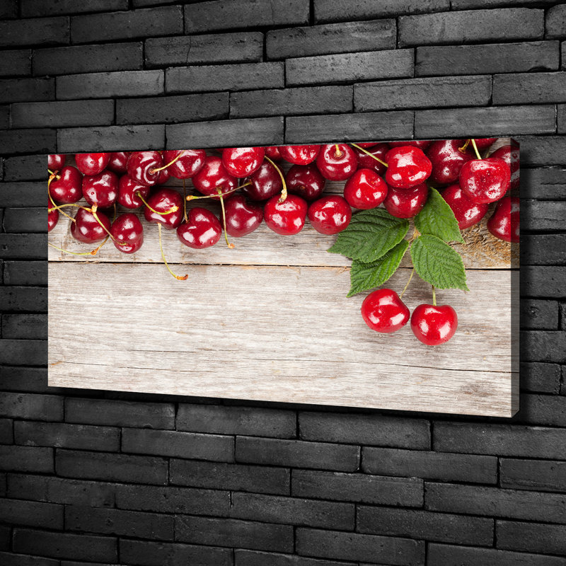Cherries On Wood - No Frame Print on Glass, Canvas, 50cm H x 100cm W x 2cm D
