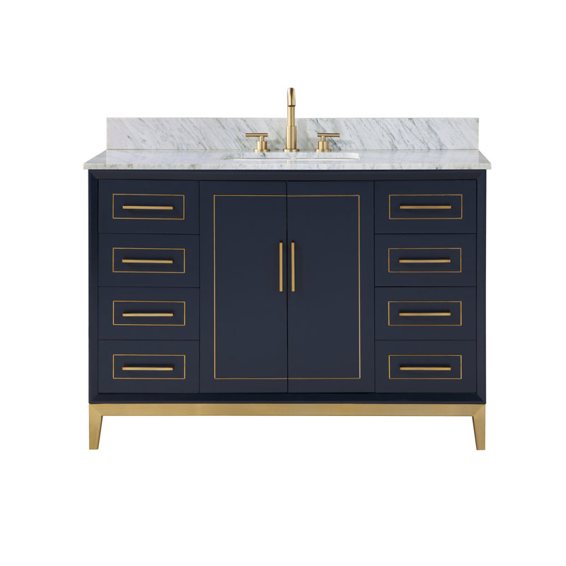 Gracie 48'' W Single Vanity, Carrara Marble, Pacific Blue
