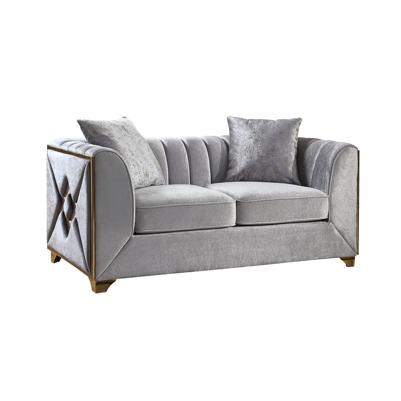 Causeuse en argent de style moderne Velencia identique à G150109222 (NJ Inventory), Argent argent