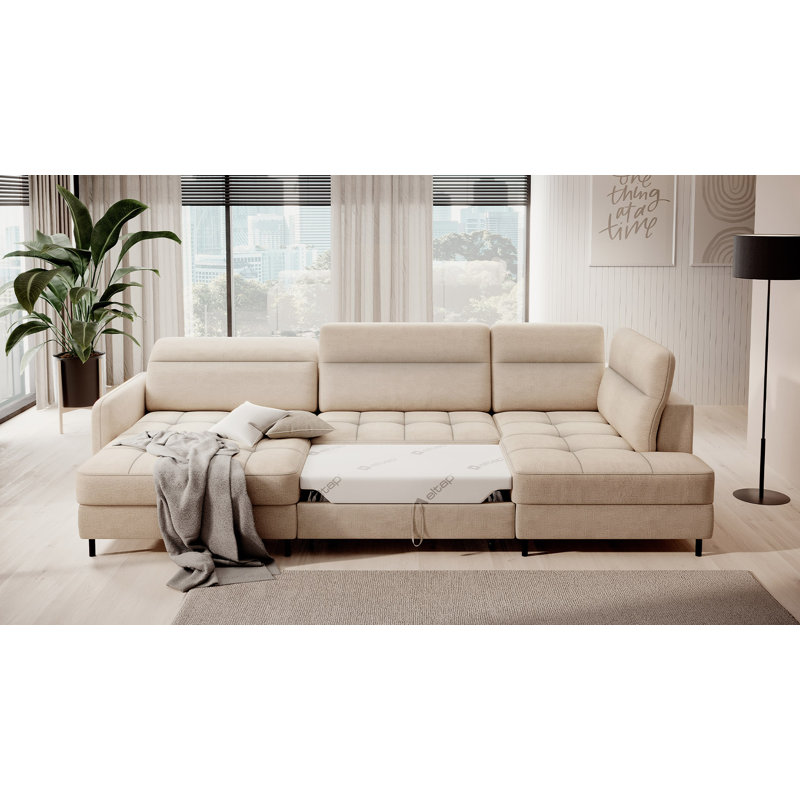 Meria 5 Seater Sofa Bed, Light Beige, Left Hand Facing